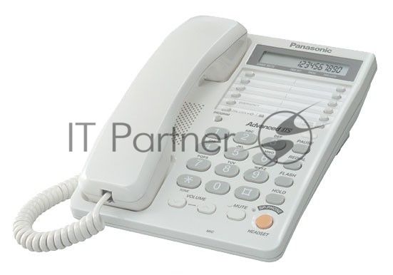 Телефон проводной Panasonic KX-TS2365RUW белый 16-зн ЖКД, однокноп.набор 20 ном., автодозвон, спикерфон