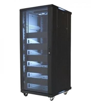 Телекоммуникационный шкаф Wize W27UR (Рэковая стойка)19”, высота 27U, габариты 1388х600х610 мм, вентиляция, колесики, макс. вес нагрузки 798 кг, сталь, черный