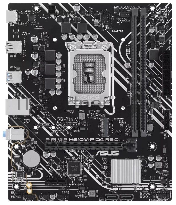Материнская плата ASUS PRIME H610M-F D4 R2.0, LGA1700, Intel H610, 2xDDR4, 2xSATA, 1xM.2 PCIe 3.0 x4, 1xPCIe 4.0 x16, 1xPCIe 3.0 x1, 1xHDMI, 1x 1Gb LAN, 2xUSB 3.2 Gen1, 4xUSB 2.0, 3x3.5 мм, 7.1, microATX