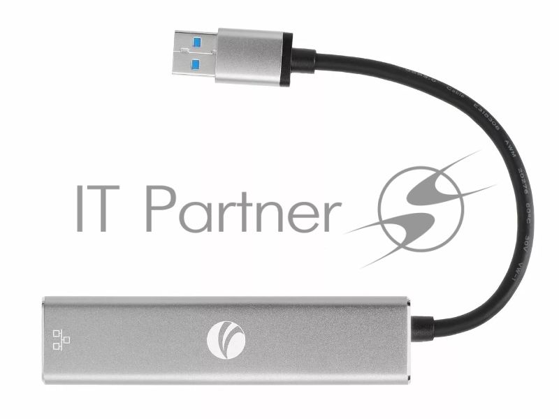Переходник VCOM USB 3.0 -->RJ-45 1000Mbps+3 USB3.0, Aluminum Shell, 0.2м DH312A