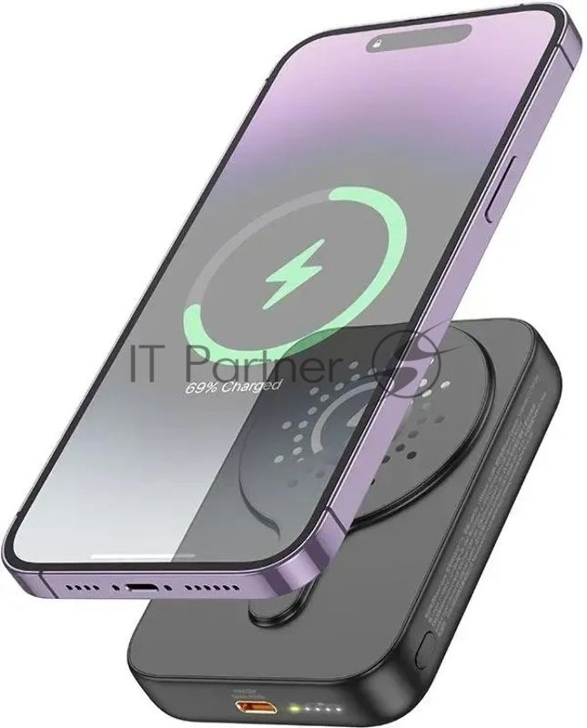 Портативный аккумулятор Hoco J117A Esteem 10000mAh QC/PD 20W 2A USB-C беспров.зар. черный