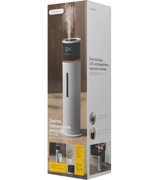 Увлажнитель воздуха Deerma DEM-F955W белый, 40 м², 13 л, ультразвуковой, гигростат, ароматизация, управление со смартфона (Яндекс Алиса/Tuya), пульт ДУ