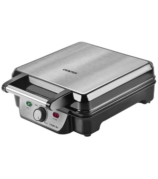 Вафельница Centek CT-1453 1100Вт Вафли- венские х4, 240х240мм, антипригарное покрытие, нерж сталь