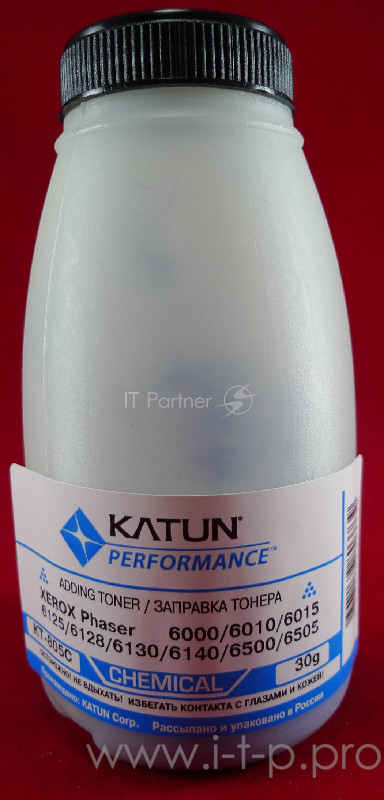 Тонер Xerox Phaser 6000/6010/6015/6125/6128/6130/6140/6500/6505Cyan, химический (фл.30г.) Katun фас. России