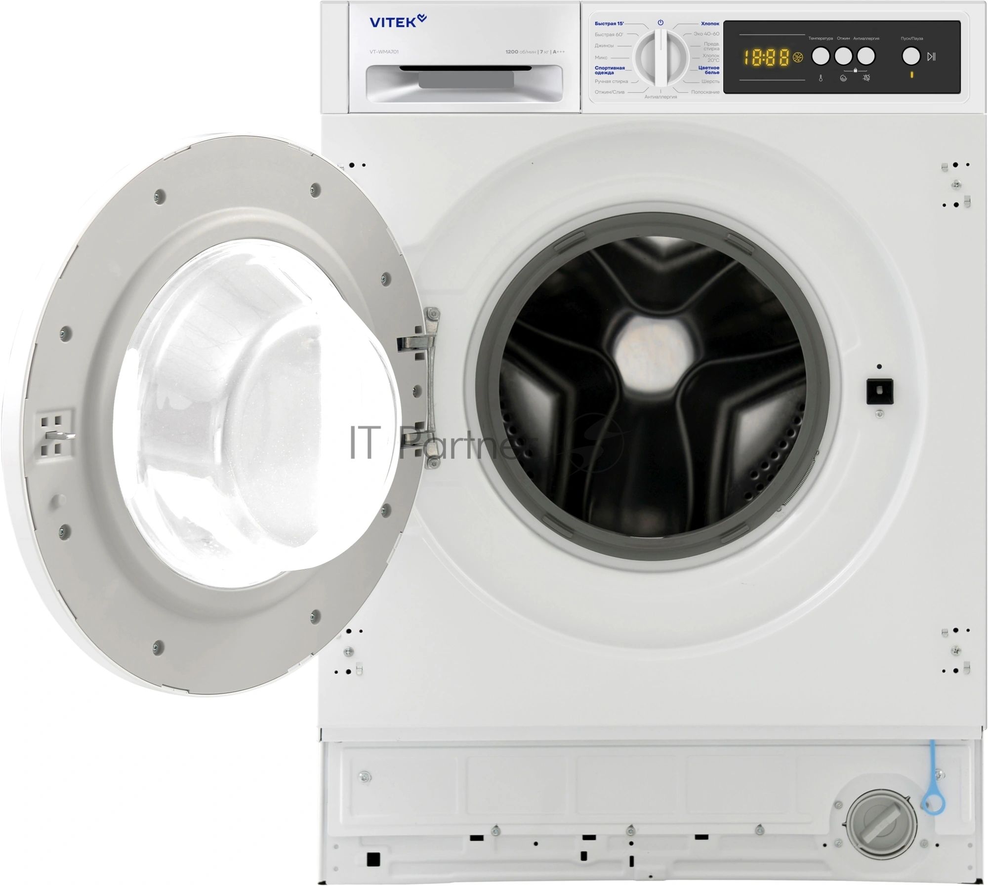 Встраиваемая стиральная машина Vitek VT-WMA701 класс:A+++ загрузка до 7кг отжим:1200об/мин белый