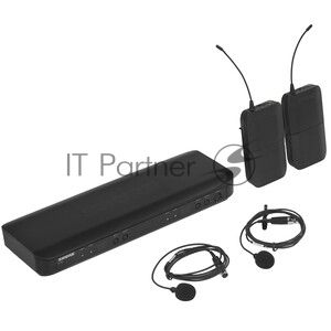 Микрофонная система SHURE BLX1288E/CVL-M17 беспроводная, двухканальная, с ручным передатчиком PG58 и петличным микрофоном CVL-B/C, частота UHF 662-686 МГц