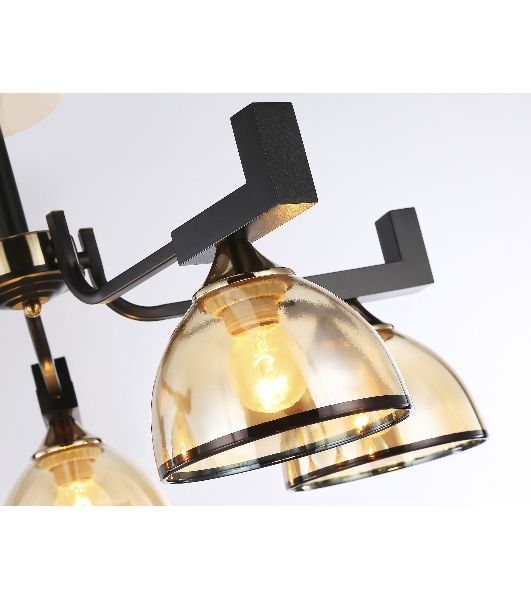 Светильник Ambrella light TR9099/5 BK/GD/TI черный/золото/янтарь E27*5 max 40W D600*316