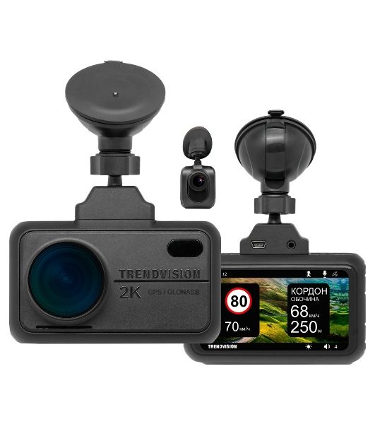 Видеорегистратор TrendVision TDR-721S EVO PRO, 2304x1296, 3", с камерой заднего вида, GPS/ГЛОНАСС, Wi-Fi, G-сенсор, датчик движения, GPS-информатор