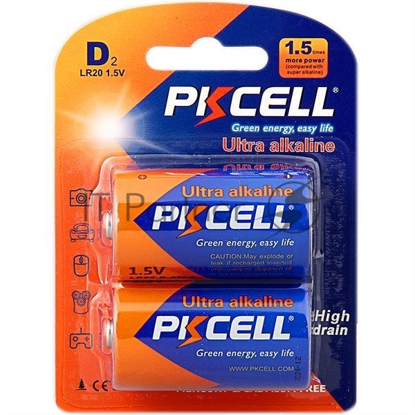 Щелочной/алкалиновый элемент питания PKCELL LR20-2B тип - D(LR20) 2 шт в блистере
