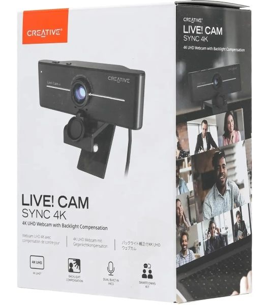 Веб-камера Creative Live! Cam 4K 3840x2160, 30 кадр/с, USB Type-A, микрофон, шторка приватности, универсальное крепление