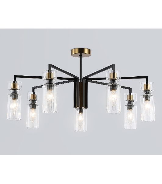 Люстра Ambrella light LH56115/7 BK/BS/CL черный/латунь/прозрачный E14*7 max 40W D705*350