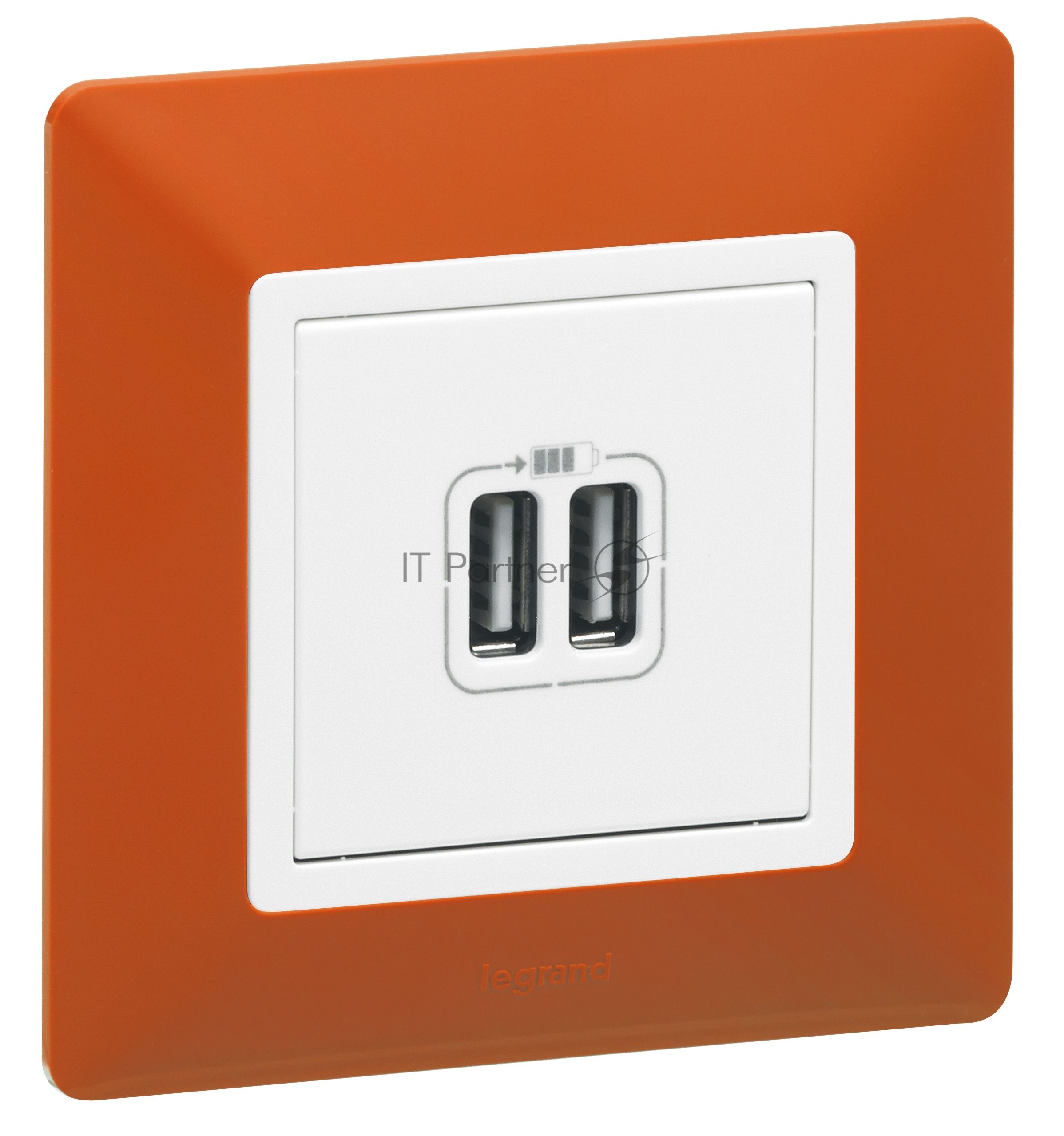 Механизм розетки USB 2-м Valena Life 240В/5В 1500мА с лицевой панелью бел. Leg 753412