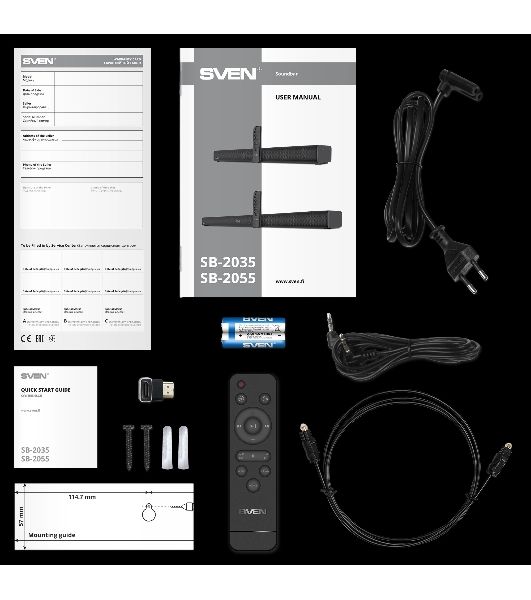 Саундбар SVEN SB-2055, черный, (80 Вт, Bluetooth, HDMI, ПДУ, Optical, USB, дисплей)