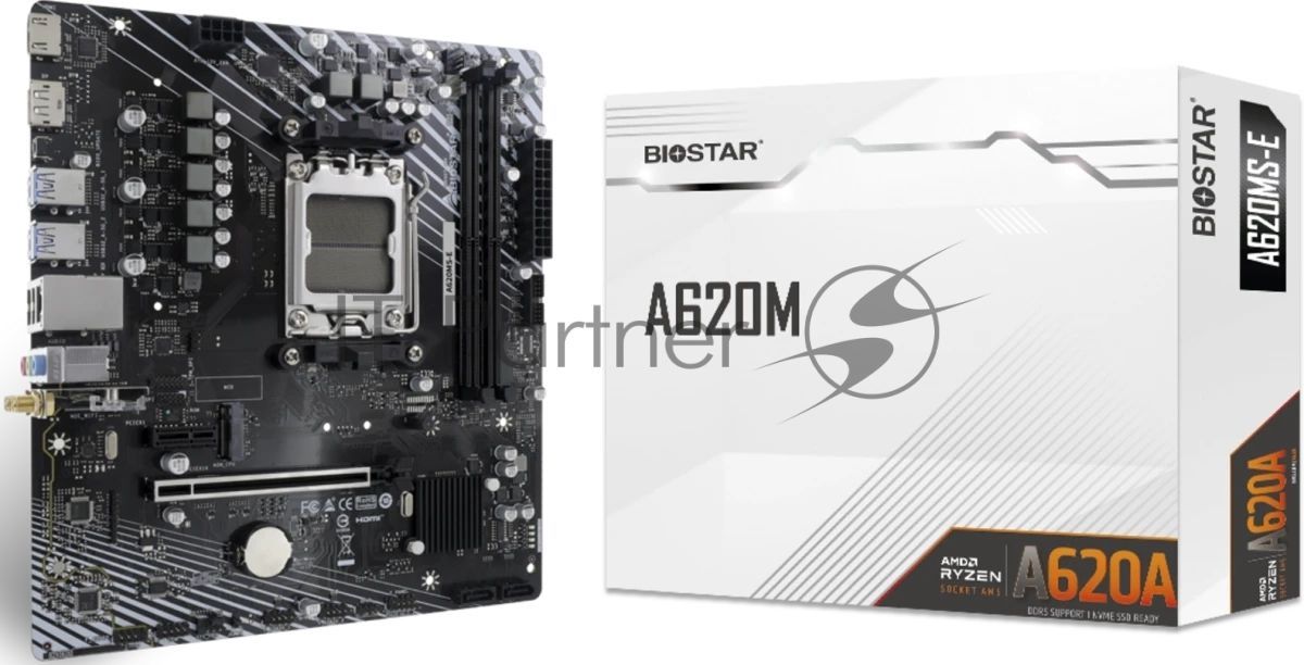 Материнская плата Biostar A620MS-E, AM5, AMD A620A, 2xDDR5, 2xSATA, 1xM.2, 1xPCIe 4.0 x16, 1xPCIe 3.0 x1, 1xHDMI, 1xDP, 1x1Gb LAN, 4xUSB-A 5Gbps, 2xUSB-A 2.0, 7.1, mATX