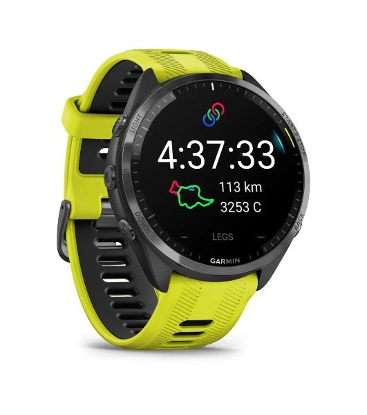 Умные часы Garmin Forerunner 965, 1.4" AMOLED, Wi-Fi, Bluetooth, NFC, GPS, 50м, черный / желто-черный