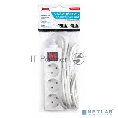 Сетевой удлинитель Buro BU-PS3.5/W 5 м (3 розетки) белый (пакет ПЭ)