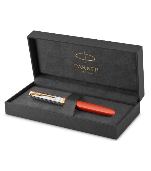 Ручка перьевая Parker 51 Premium (CW2169071) Red Rage GT, F, сталь нержавеющая, подарочная коробка