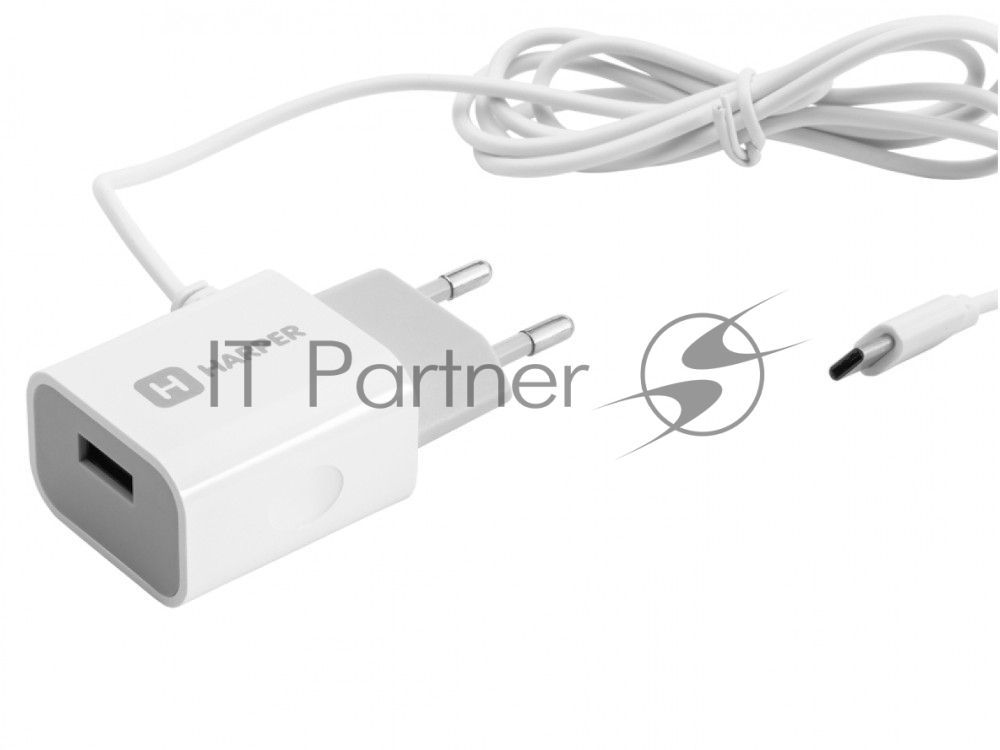 Сетевое зарядное устройство Harper WCH-5118 WHITE 1xUSB 2.1A + кабель USB Type-C