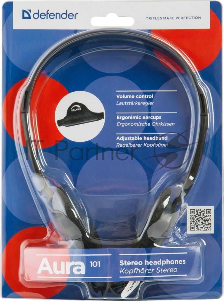 Проводные наушники Defender Aura 101 черный, накладные, Jack 3.5 мм