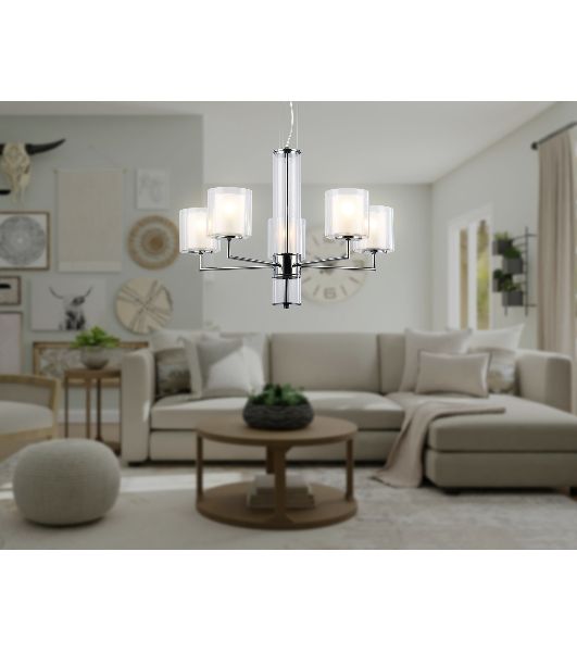 Люстра Ambrella light LH56001/5 СH/FR хром/белый матовый E14*5 max 40W D640*1260