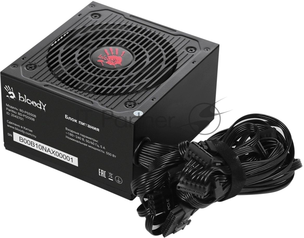 Блок питания Bloody BD-PS550B, 550Вт, 80 PLUS Bronze, 120мм, черный