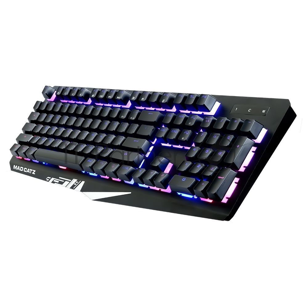 Mad Catz S.T.R.I.K.E. 2 [БЕЗ РУССКОЙ РАСКЛАДКИ] ENGLISH KEYBOARD LETTERS ONLY Игровая клавиатура чёрная (мембрана, RGB подсветка, аллюминиевая рама, USB)