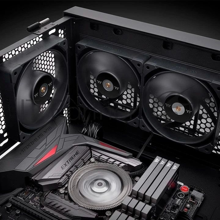 Вентилятор для корпуса Thermaltake Toughfan 14 Pro черный (2 шт.), 140 мм, 500-2000 об/мин, 31.6 дБ, 4 pin PWM, без подсветки