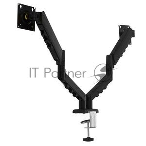 Кронштейн Kromax OFFICE-14 черный, 4 шт/уп. Кр. стал. настол. для 2-х мон. 15"-32", max 2x10 кг, 6 ст. св., нак. +90° -45°, пов. 180°, max VESA 100x100
