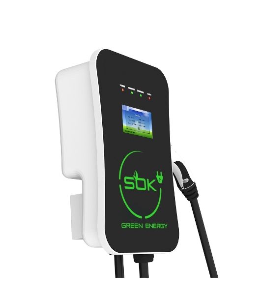 Зарядная станция S'OK Green Energy серии M3W Wallbox EV Charger SM3W10732542-7, 1-фаза, 7кВт (32А/220В), OCPP 1.6J, уровень защиты IP54, кабель 7.5м