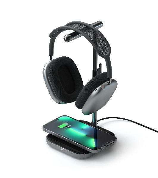 Подставка для наушников 2-в-1 с беспроводным зарядным устройством Satechi 2 in 1 Headphone Stand with Wireless Charger, Серый Космос