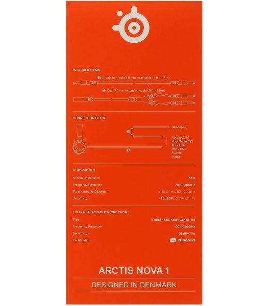 Гарнитура SteelSeries Arctis Nova 1 чёрный, проводная, 3.5 мм, совместимость с PS5, Xbox