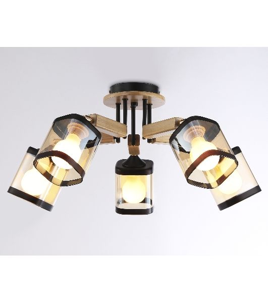 Светильник Ambrella light TR9529/5 BK/GD/TI черный/золото/янтарь E27*5 max 40W D670*260