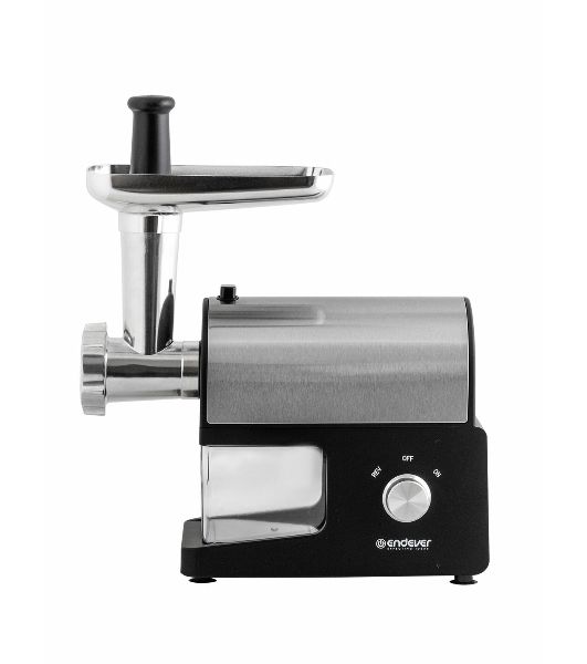 Мясорубка электрическая Endever Sigma-114 черный/стальной, 2600 Вт, 2.0 кг/мин, реверс, защита от перегрузки, металлический лоток, насадки - 5