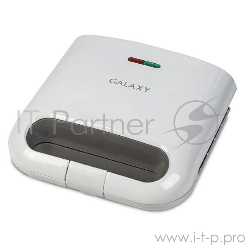 Сэндвич-тостер Galaxy Line GL 2962, белый, с несъемными пластинами, 800 Вт, индикаторы нагрева и сети, антипригарное покрытие рабочей поверхности, теплоизолированный корпус, прорезиненные ножки, препятствующие скольжению