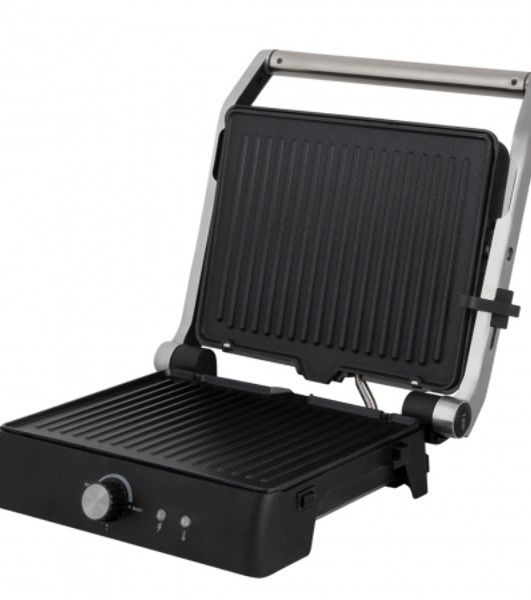 Электрический пресс-гриль Endever Grillmaster 225, серебристый/черный, 2300 Вт, терморегулятор, размер пов-ти 28х17 см