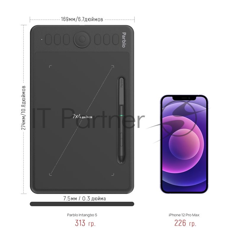 Графический планшет Parblo Intangbo S USB Type-C черный