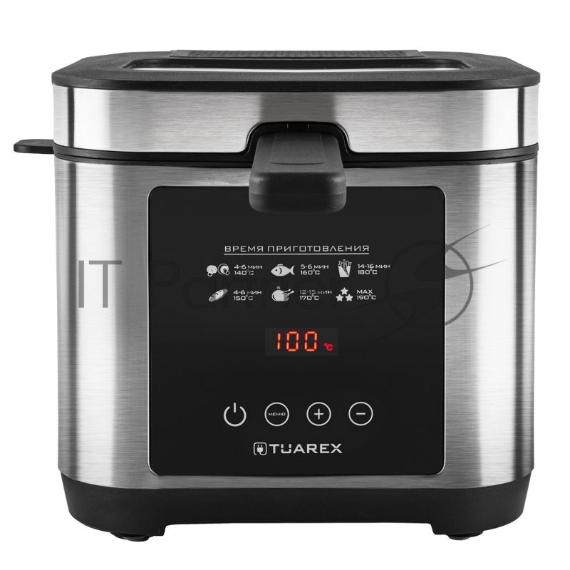 Фритюрница электрическая Tuarex AG-3501 черный/стальной, мощность 2000 Вт, сенсорное управление, объем масла 2,5 л, регулир. темп, 4 шт/уп.