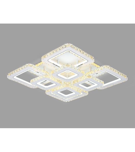 Управляемый светодиодный светильник Ambrella light FA1737/4+4 WH/CH белый/хром 215W 3000K/4200K/6400K 720*720*120 (ПДУ РАДИО 2.4G)
