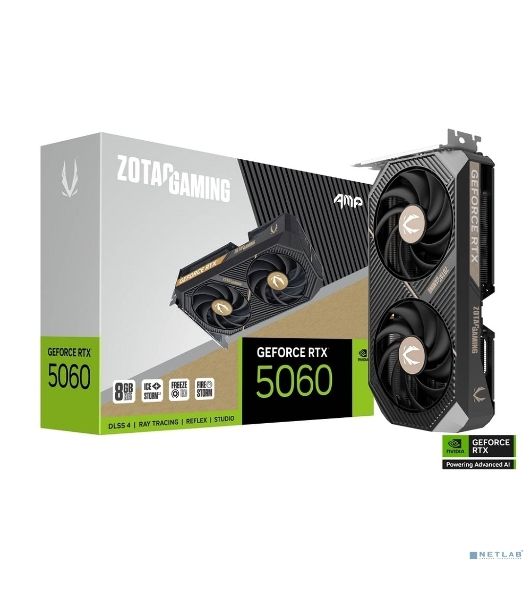 Видеокарта Zotac RTX 5060 AMP 8Gb GDDR7 128bit 3xDP HDMI 2FAN MEDIUM PACK