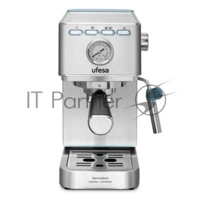 Кофеварка рожковая Ufesa CE8030 MILAZZO серебристый, исп. кофе - молотый, 1.4 л, 1350 Вт, 20 бар