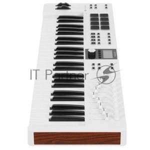 Клавиатура MIDI 231524 Arturia KeyLab Essential 49 mk3 Aquamarine 49 клавиш, LCD дисплей, 9 энкодеров, 8 пэдов, 9 фейдеров, 12 кнопок управления, колеса высоты тона и модуляции, 1/4" Jack вход для педали, MIDI выход, Type-C
