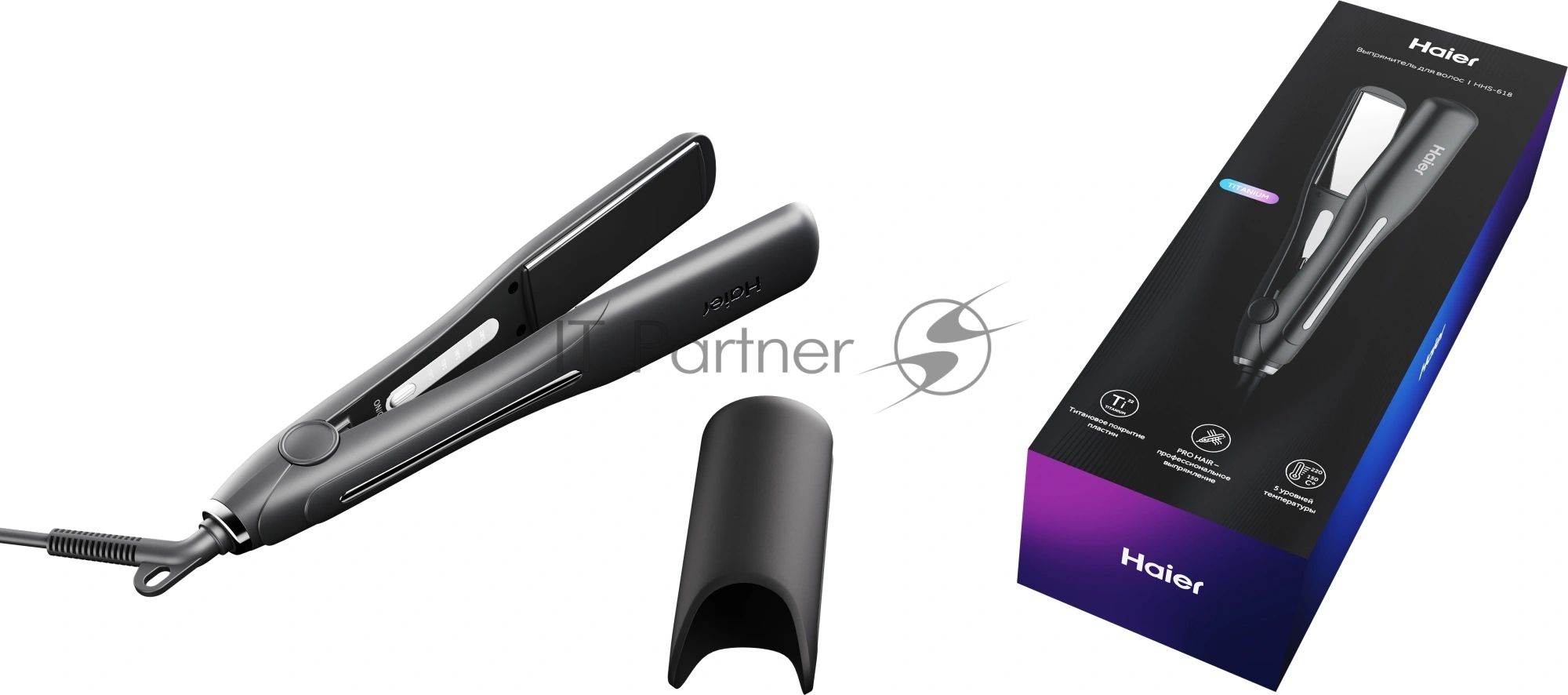 Выпрямитель для волос Haier HHS-618 черный, 30 мм, 220 °C, 5 режимов