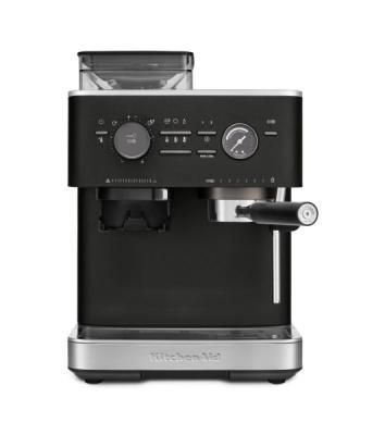 Полуавтоматическая кофемашина KitchenAid 5KES6551EBK, давление 15 бар, 15 уровней помола, объем резервуара для воды 2.5 л, автоматический капучинатор, одновременное приготовление двух чашек, индикатор наличия зерен, индикация уровня воды, черный чугун