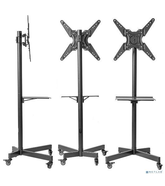 Мобильная стойка напольная Kromax OMEGA-16 черный для TV 26"-60", max вес 35 кг, наклон ±10°, пов. 360° высота 1385 мм, max VESA 400x400 мм