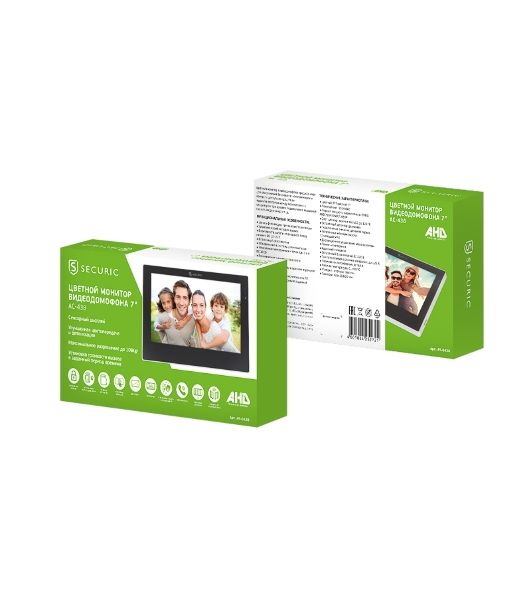 Цветной монитор видеодомофона 7" формата AHD(1080P), с сенсорным экраном, детектором движения, функцией фото- и видеозаписи (модель AC-438)
