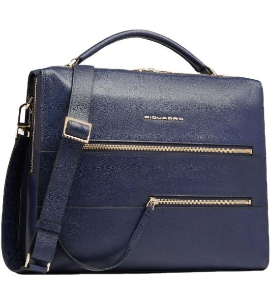 Деловая сумка женская Piquadro Patricia CA4098W140/BLU с отделением для ноутбука 14" синяя натур.кожа