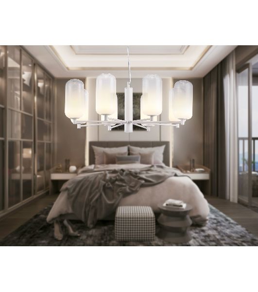 Подвесной светодиодный светильник Ambrella light LH11109/8 WH/FR белый/белый матовый 28W 3000K D720*280
