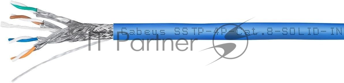 Кабель Cabeus SSTP-4P-CAT.8-SOLID-IN-LSZH-BL кат.8 S/FTP 4 пары LSZH внутренний 305м синий