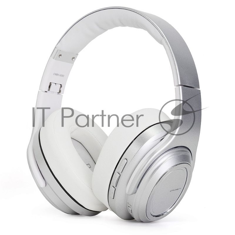 Беспроводные/проводные наушники Crown CMBH-5050 серебристый, накладные, Bluetooth + проводной, складная конструкция, до 10 ч