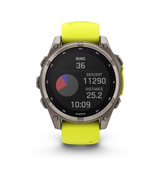 Умные часы Garmin Fenix 8, 1.6" AMOLED, Wi-Fi, Bluetooth, NFC, 100м, серебристый / желтый